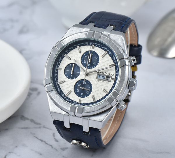 

Luxury watch MAURICE LACROIX Multifunction Chronograph Top Leather Waterproof Men's Watch Fake Week True Calendar Quartz