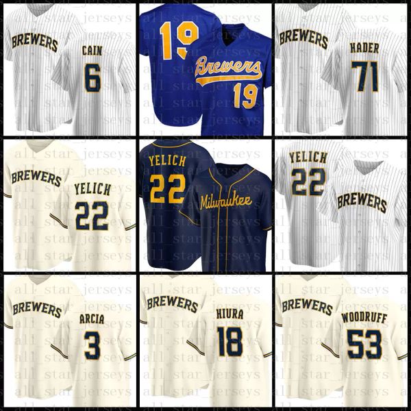 22 christian yelich milwaukee custom brewers baseball jersey robin yount lorenzo cain orlando arcia keston hiura josh hader woodruff yellow, Black
22 christian yelich milwaukee custom brewers baseball jersey robin yount lorenzo cain orlando arcia keston hiura josh hader woodruff yellow, Black