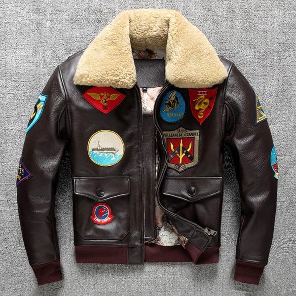 men's jackets autumn and winter cow skin g1 flight leather jacket plus size for men sale, Black;brown
men's jackets autumn and winter cow skin g1 flight leather jacket plus size for men sale, Black;brown