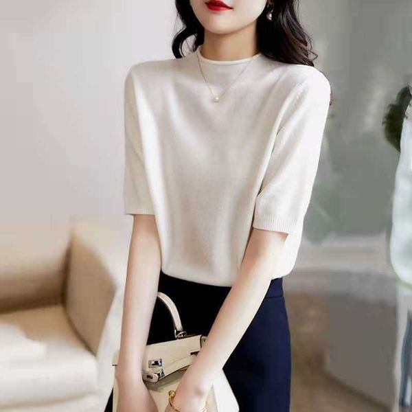 women's sweaters tuangbiang 2022 summer mock neck short sleeves fashion knitting t-shirt ladies cotton pullovers wool loose classic g2, White;black
women's sweaters tuangbiang 2022 summer mock neck short sleeves fashion knitting t-shirt ladies cotton pullovers wool loose classic g2, White;black