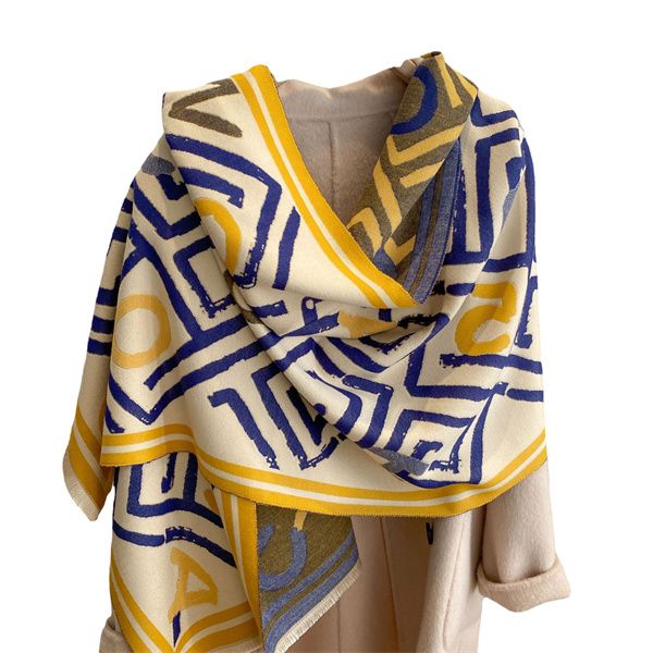 luxury brand winter scarves women's cashmere warm thickened versatile shawl ac387, Blue;gray
luxury brand winter scarves women's cashmere warm thickened versatile shawl ac387, Blue;gray