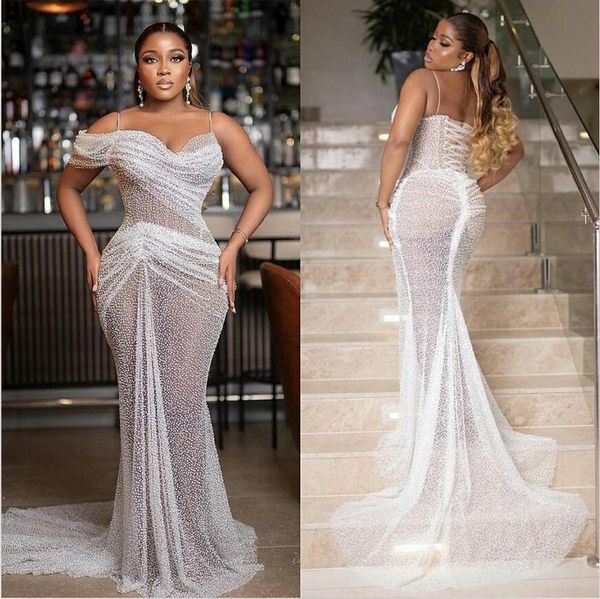 see through mermaid wedding dress one shoulder saudi arabic sequined lace up back wedding dresses, White
see through mermaid wedding dress one shoulder saudi arabic sequined lace up back wedding dresses, White