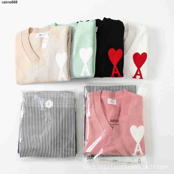 women's sweaters designer correct amis macaron sweater heart jacquard letter pullover, White;black
women's sweaters designer correct amis macaron sweater heart jacquard letter pullover, White;black