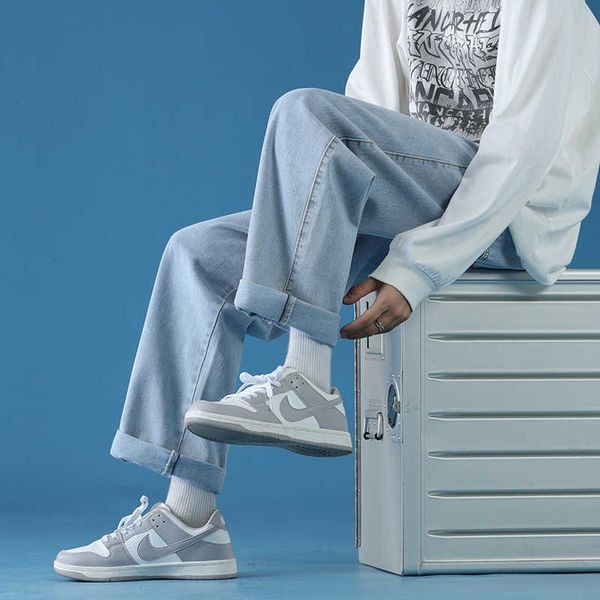 men's trousers autumn and winter wide leg straight high street jeans loose casual trousers trendy, Blue
men's trousers autumn and winter wide leg straight high street jeans loose casual trousers trendy, Blue