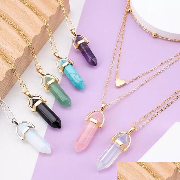 pendant necklaces fashion opal stone hexagonal column rose quartz necklaces for women natural crystal pendant necklace bohemian stat dhdfm, Silver
pendant necklaces fashion opal stone hexagonal column rose quartz necklaces for women natural crystal pendant necklace bohemian stat dhdfm, Silver
