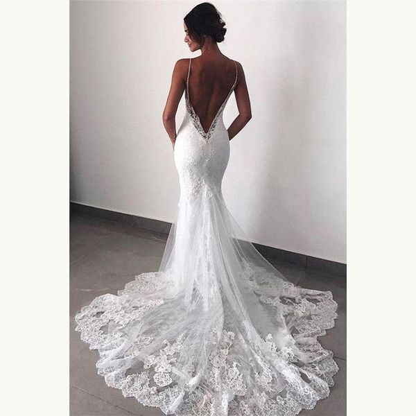 charming white mermaid lace open back bridal wedding gowns spaghetti straps appliqued wedding dresses for bride formal dress
charming white mermaid lace open back bridal wedding gowns spaghetti straps appliqued wedding dresses for bride formal dress