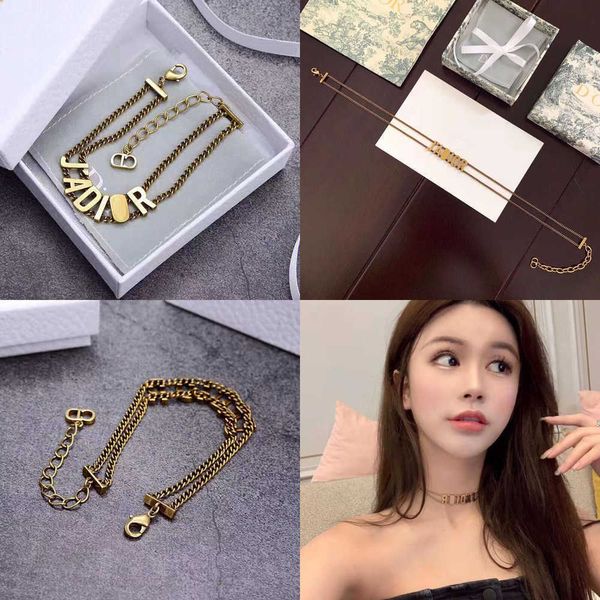 designer necklace double bracelet brass letter temperament chain necklace bracelet, Black
designer necklace double bracelet brass letter temperament chain necklace bracelet, Black