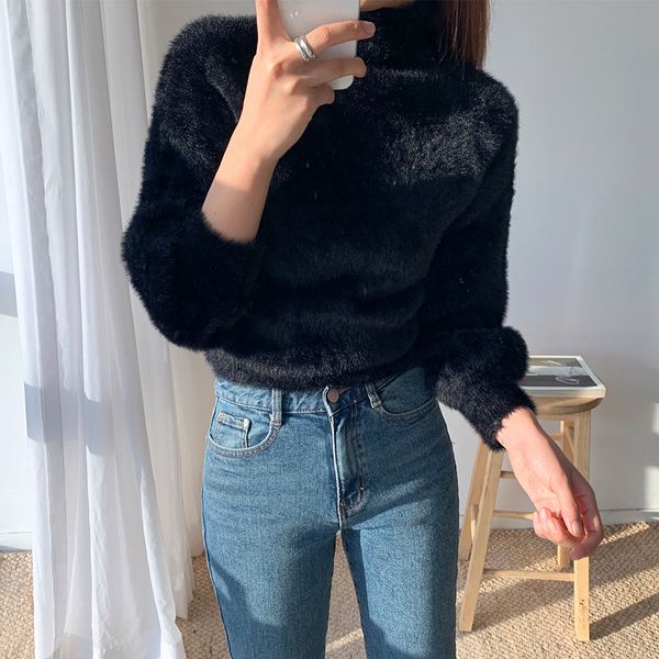 pullover women's short sweater fashion hairy lantern sleeve autumn female jumper knit casual korean style ladies black, White;black
pullover women's short sweater fashion hairy lantern sleeve autumn female jumper knit casual korean style ladies black, White;black