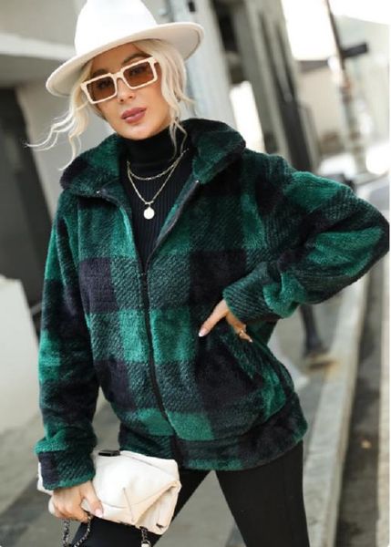 womens' jackets autumn and winter lady long sleeve standing collar plaid regular long plush zipper double cashmere, Black;brown
womens' jackets autumn and winter lady long sleeve standing collar plaid regular long plush zipper double cashmere, Black;brown