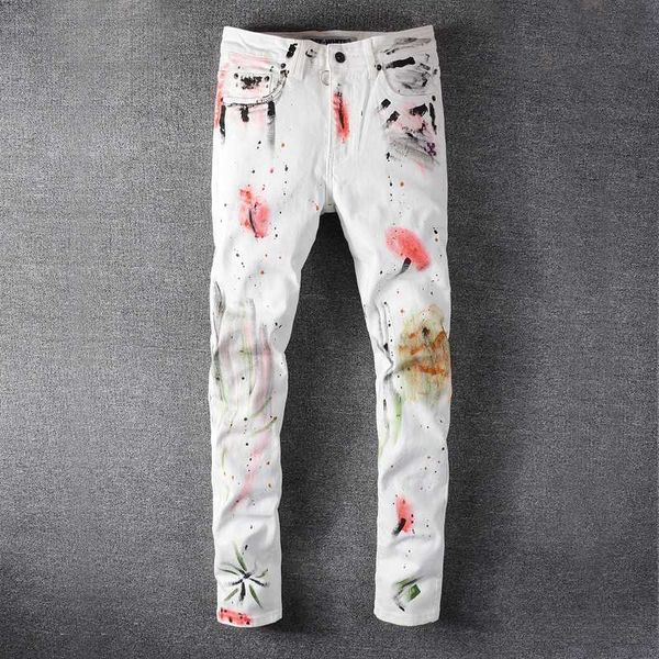designer mens ripped high y2k street fashion brand white graffiti colored jeans elastic slim feet 151 skinny low waist scratch cross mid, Blue
designer mens ripped high y2k street fashion brand white graffiti colored jeans elastic slim feet 151 skinny low waist scratch cross mid, Blue