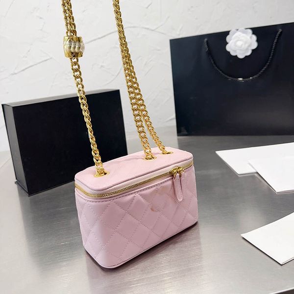 french women trunk classic flap cosmetic bag diamond lattice leather quilted adjustable chain gold pillar luxury designer handbags retro cro
french women trunk classic flap cosmetic bag diamond lattice leather quilted adjustable chain gold pillar luxury designer handbags retro cro