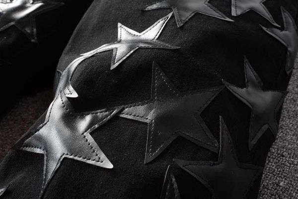 designer jeans amira fashion 691 high street brand black five pointed star young men denim cotton slim fit oxsw pleated wrinkled knee patch, Blue
designer jeans amira fashion 691 high street brand black five pointed star young men denim cotton slim fit oxsw pleated wrinkled knee patch, Blue