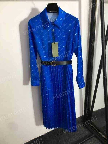 designer womens dresses fashion brand lapel temperament waist slim logo print party pleated dress luxury women clothing casual dresses one, Black;gray
designer womens dresses fashion brand lapel temperament waist slim logo print party pleated dress luxury women clothing casual dresses one, Black;gray