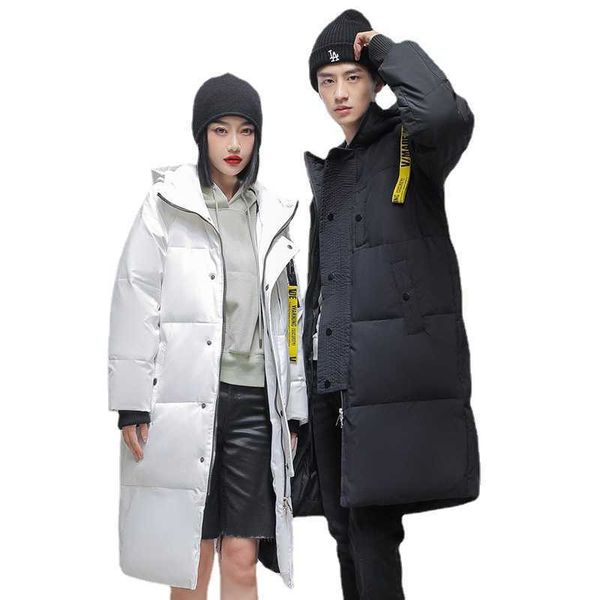 men's medium length down jacket 2022 new thickened warm hooded fashion couple's clothes, Black
men's medium length down jacket 2022 new thickened warm hooded fashion couple's clothes, Black