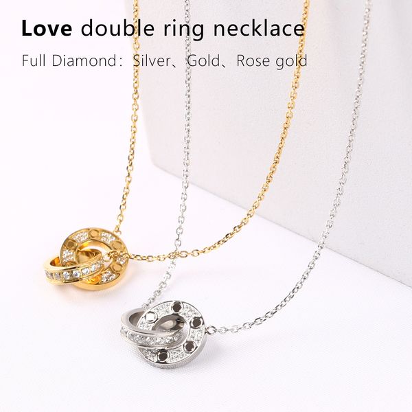 fashion love necklace mens and womens pendant titanium steel double rings full cz diamonds golden jewelry nut elements 18k gold plated desig, Silver
fashion love necklace mens and womens pendant titanium steel double rings full cz diamonds golden jewelry nut elements 18k gold plated desig, Silver