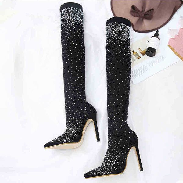 boots women crystal over the knee sock boots ladies pointed toe high heel woman pump for party women's thin heel female plus size shoe, Black
boots women crystal over the knee sock boots ladies pointed toe high heel woman pump for party women's thin heel female plus size shoe, Black