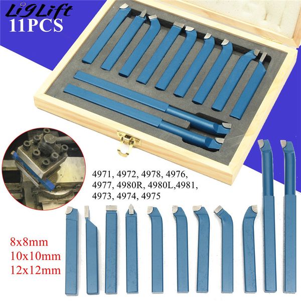 Image of 11PCS Metal Carbide Tip Cutting Turning Boring Bit Mini Metal Lathe Tool Set Carbide for Metal Working Lathe Thread 8/10/12mm