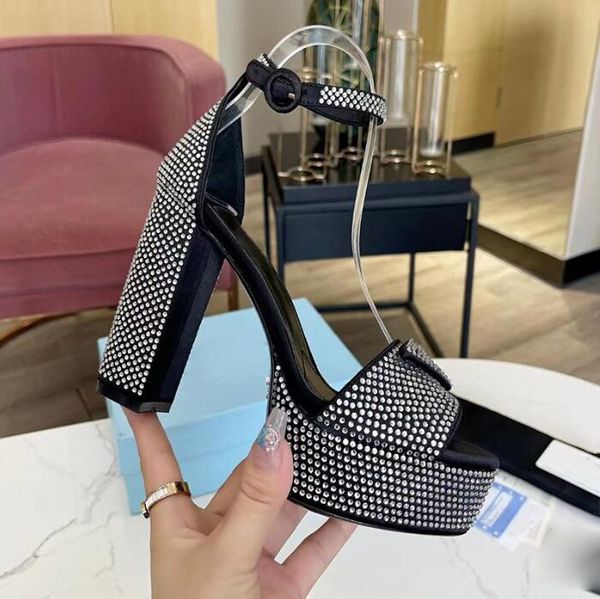 rhinestone sandals womens dress shoes high heeled women sandal luxury designers platform heel classic triangle buckle embellished ankle stra, Black
rhinestone sandals womens dress shoes high heeled women sandal luxury designers platform heel classic triangle buckle embellished ankle stra, Black
