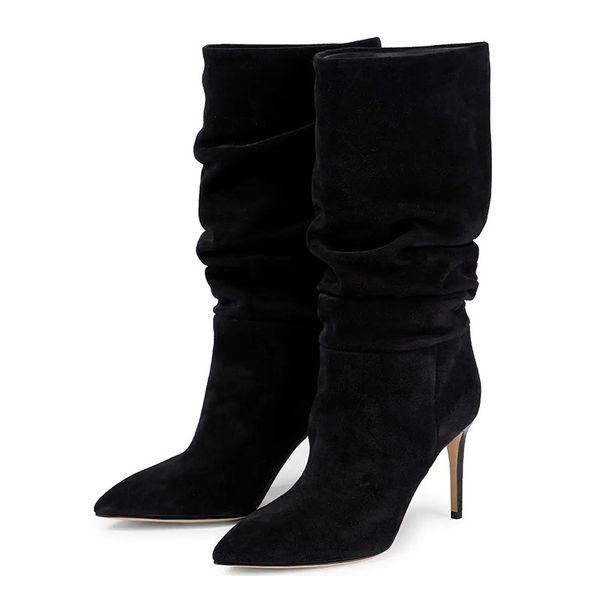 fashion half boots for women 2022 winter pointed toes pleated high heels slip on soft leather shoes big size 43 44 45 plus size, Black
fashion half boots for women 2022 winter pointed toes pleated high heels slip on soft leather shoes big size 43 44 45 plus size, Black