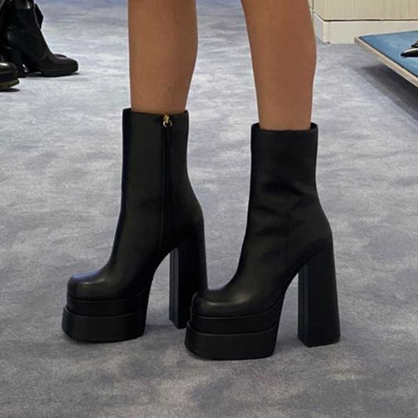 boots high heeled half boots womens shoes ankle boot factory footwear luxury designer cowskin leather coarse heels 15.5cm heels double water, Black
boots high heeled half boots womens shoes ankle boot factory footwear luxury designer cowskin leather coarse heels 15.5cm heels double water, Black