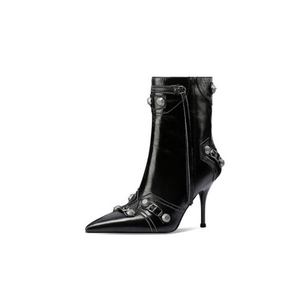 2022 women's boots fashion layer cowhide solid color pointed high heel shoes retro metal buckle zipper over knee slim fringe shoes 34-4, Black
2022 women's boots fashion layer cowhide solid color pointed high heel shoes retro metal buckle zipper over knee slim fringe shoes 34-4, Black