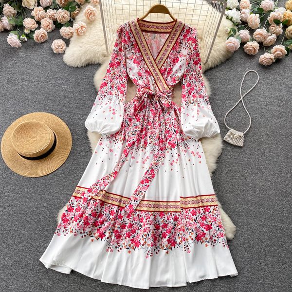national style popular lace up dress 2023 spring new style celebrity print long skirts, Black;gray
national style popular lace up dress 2023 spring new style celebrity print long skirts, Black;gray