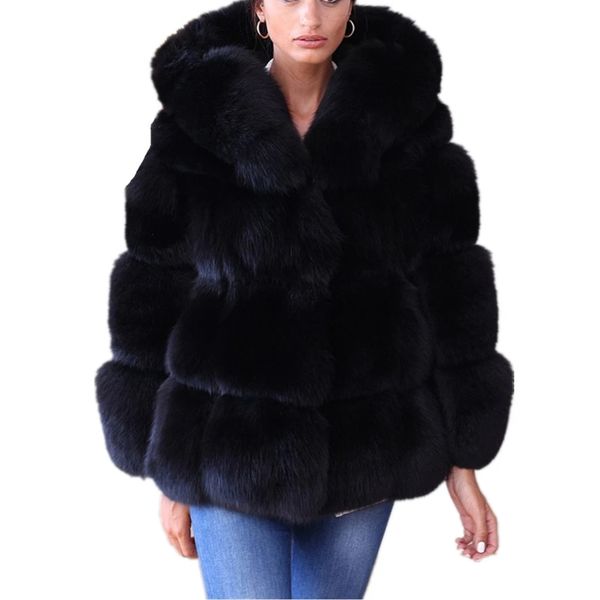 women elegant black faux fox fur coat hooded female thick warm fluffy artificial fur jacket
women elegant black faux fox fur coat hooded female thick warm fluffy artificial fur jacket