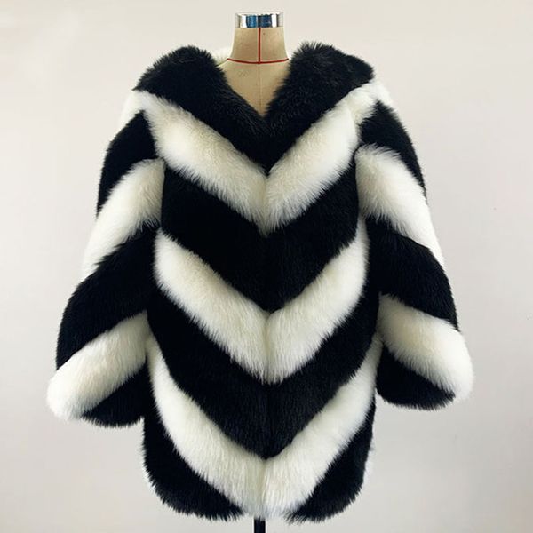 fashion women contrast color faux fox fur coat winter female fluffy thick warm long fake fur jacket, Black
fashion women contrast color faux fox fur coat winter female fluffy thick warm long fake fur jacket, Black