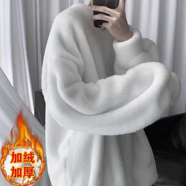 lamb wool sweater in autumn and winter men's double-sided velvet thickened spring and loose casual round neck versatile top, Black
lamb wool sweater in autumn and winter men's double-sided velvet thickened spring and loose casual round neck versatile top, Black