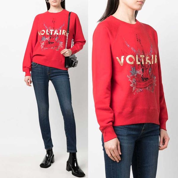 zv designer pullover sweatshirt guitar wing letter gilt printing cotton round neck red sweater hoodies, Black
zv designer pullover sweatshirt guitar wing letter gilt printing cotton round neck red sweater hoodies, Black