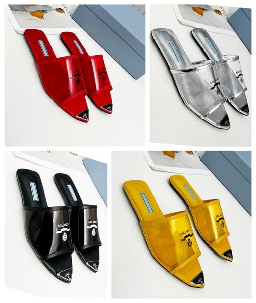 designer flats sandals women's casual shoes beach shoes pointed slippers leather transparent print metal triangle luxury brand comfort, Black
designer flats sandals women's casual shoes beach shoes pointed slippers leather transparent print metal triangle luxury brand comfort, Black