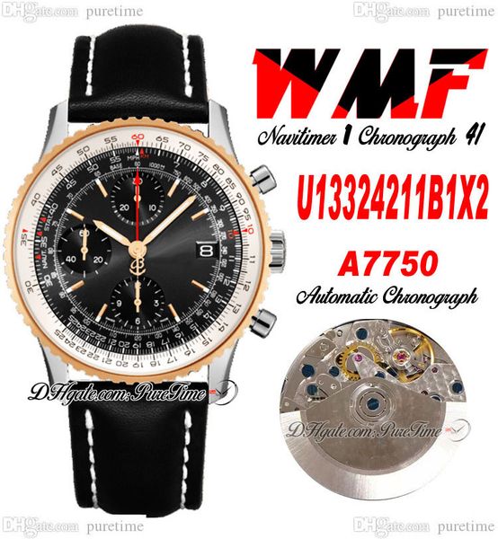 wmf u13324211b1x1 eta a7750 automatic chronograph mens watch two tone rose gold black white dial leahter strap with white line super edition, Slivery;brown
wmf u13324211b1x1 eta a7750 automatic chronograph mens watch two tone rose gold black white dial leahter strap with white line super edition, Slivery;brown