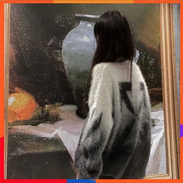 sweatshirts fleece new grey gradual change sweater arrow loose mohair knit couple, Black
sweatshirts fleece new grey gradual change sweater arrow loose mohair knit couple, Black