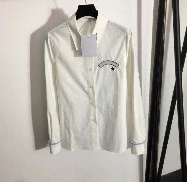 womens shirts pentagram embroidery lapels long sleeves cotton shirt classic single button opening design natural color regular blouse women, White
womens shirts pentagram embroidery lapels long sleeves cotton shirt classic single button opening design natural color regular blouse women, White
