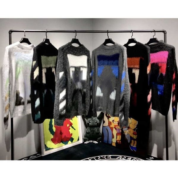 off designer knitted sweater men gradual mohair arrow sweaters women couple loose round neck pullover coat, Black
off designer knitted sweater men gradual mohair arrow sweaters women couple loose round neck pullover coat, Black