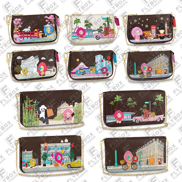 m81762 m81545 m81637 christmas silk screen mini pochette accessoires chain bag wallet key pouch women fashion luxury designer purse handbag, Red;black
m81762 m81545 m81637 christmas silk screen mini pochette accessoires chain bag wallet key pouch women fashion luxury designer purse handbag, Red;black