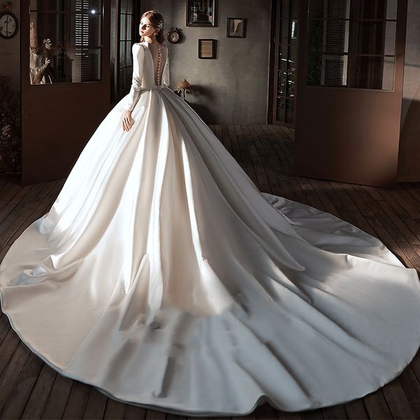 2022 glitter dubai arabia ball gown wedding dresses long sleeves beads lace appliqued plus size custom made bridal gowns crystal, White
2022 glitter dubai arabia ball gown wedding dresses long sleeves beads lace appliqued plus size custom made bridal gowns crystal, White