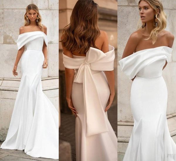 simple strapless satin mermaid wedding dress 2023 beads belt pleats bridal gowns with big bow vestidos de novia robe de mariage, White
simple strapless satin mermaid wedding dress 2023 beads belt pleats bridal gowns with big bow vestidos de novia robe de mariage, White