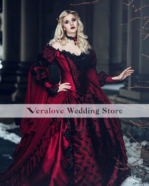 medieval red ball gown wedding dress 2023 off the shoulder royal sleeve garden gothic long bridal gowns, White
medieval red ball gown wedding dress 2023 off the shoulder royal sleeve garden gothic long bridal gowns, White
