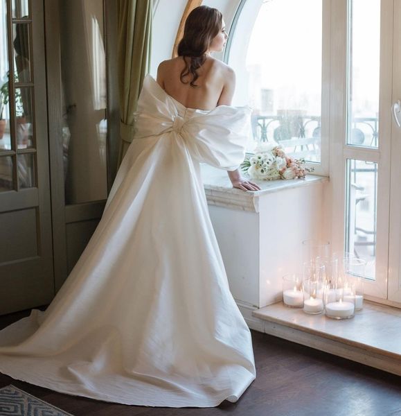 fashion beach wedding dress 2023 for bride removeable sleeves bow taffeta boho bridal gowns custom made vestidos de noiva, White
fashion beach wedding dress 2023 for bride removeable sleeves bow taffeta boho bridal gowns custom made vestidos de noiva, White