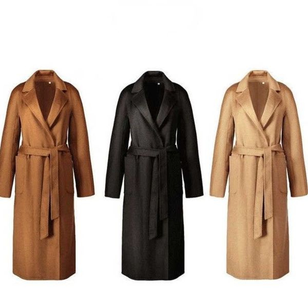 winter woolen coats max designer cashmere coat luxury solid color lace up long warm jacket fashion versatile, Black
winter woolen coats max designer cashmere coat luxury solid color lace up long warm jacket fashion versatile, Black