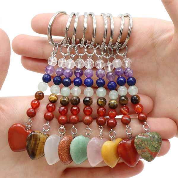 love heart stone key rings 7 colors chakra beads chains charms keychains healing crystal keyrings for women men, Silver
love heart stone key rings 7 colors chakra beads chains charms keychains healing crystal keyrings for women men, Silver