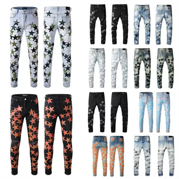 distressed jeans european jean letter mens jeans star men ripped biker slim fit motorcycle denim stretch cult trendy straight hip hop with h, Blue
distressed jeans european jean letter mens jeans star men ripped biker slim fit motorcycle denim stretch cult trendy straight hip hop with h, Blue