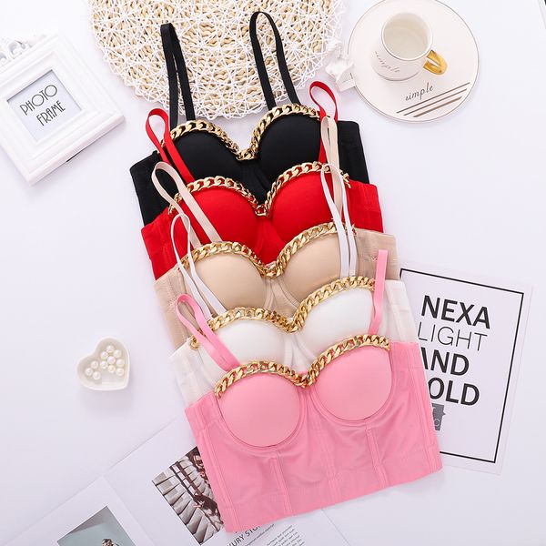 golden chain design sense niche bra camisole female hipster exposed umbilical fishbone tube wearing personalized top, Red;black
golden chain design sense niche bra camisole female hipster exposed umbilical fishbone tube wearing personalized top, Red;black