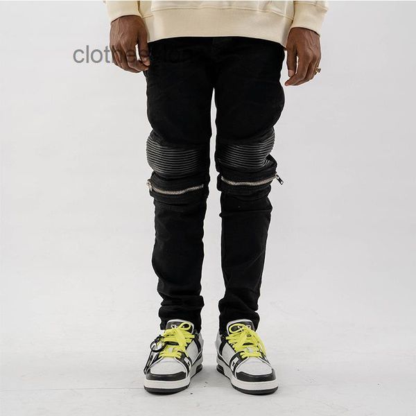 amirs 2022 jeans ch designer street fashion brand wash water black leather collage knee zipper hole elastic slim fit small foot men, Blue
amirs 2022 jeans ch designer street fashion brand wash water black leather collage knee zipper hole elastic slim fit small foot men, Blue