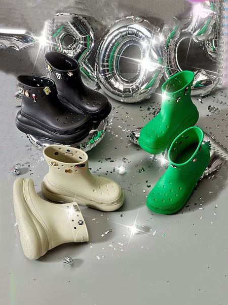 new croc ankle boots designer women rubber boot rain waterproof outdoor platform fashion slip on rainboot size 35-40, Black
new croc ankle boots designer women rubber boot rain waterproof outdoor platform fashion slip on rainboot size 35-40, Black