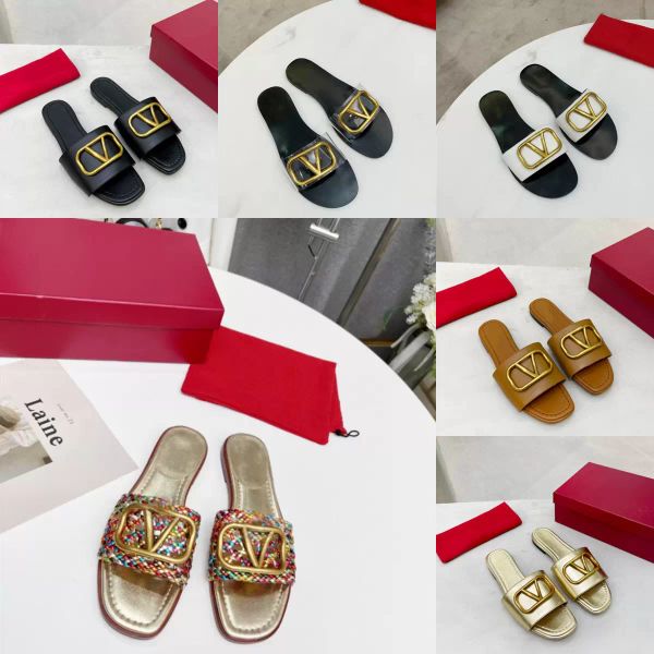 2022 designer classic fashion new ladies sandals vlogo signature grain leather decorative element slippers fhh, Black
2022 designer classic fashion new ladies sandals vlogo signature grain leather decorative element slippers fhh, Black