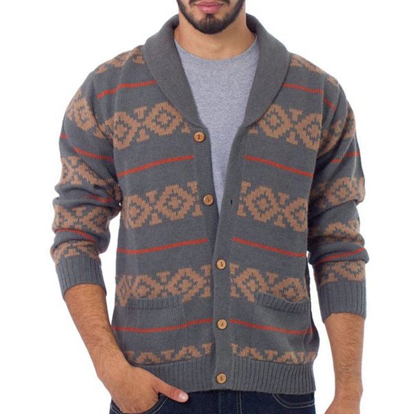 fall/winter lapel neck temperament stripe jacquard long sleeve grey cardigan sweater, White;black
fall/winter lapel neck temperament stripe jacquard long sleeve grey cardigan sweater, White;black