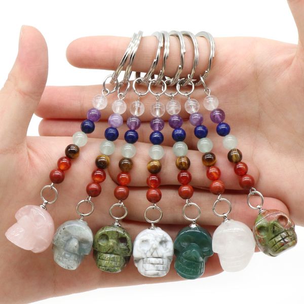 skeleton skull shape statue key rings 7 colors chakra beads chains stone charms keychains healing crystal keyrings for women men, Silver
skeleton skull shape statue key rings 7 colors chakra beads chains stone charms keychains healing crystal keyrings for women men, Silver