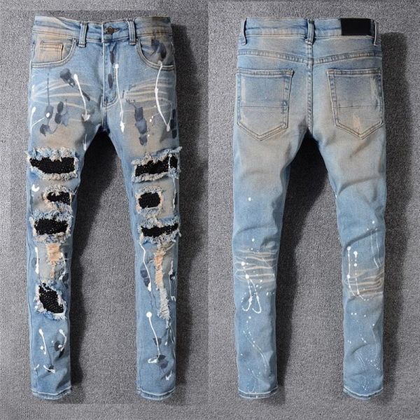 2022 fashion skinny mens luxury designer denim jean holes trousers biker pants 523 jeans size 28-401985, Blue
2022 fashion skinny mens luxury designer denim jean holes trousers biker pants 523 jeans size 28-401985, Blue